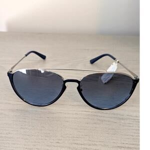 Tory Burch Navy Half Rim Pilot Sunglasses